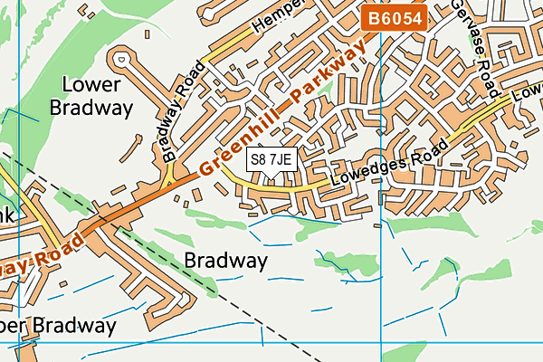 S8 7JE map - OS VectorMap District (Ordnance Survey) S8 7JE map - OS VectorMap District (Ordnance Survey)