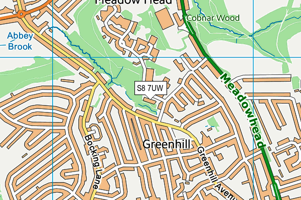 S8 7UW map - OS VectorMap District (Ordnance Survey) S8 7UW map - OS VectorMap District (Ordnance Survey)