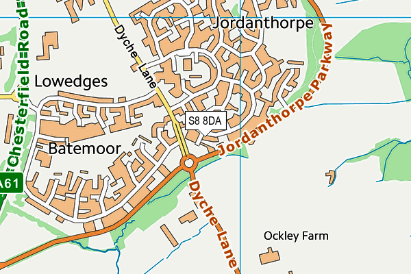 S8 8DA map - OS VectorMap District (Ordnance Survey)