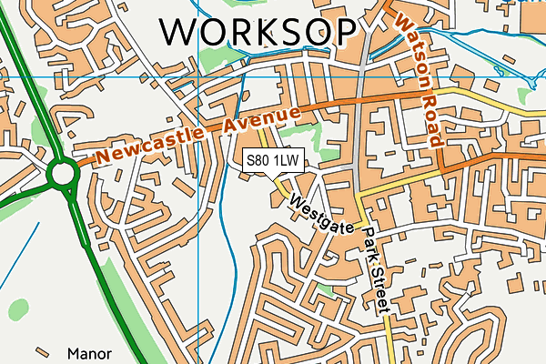 S80 1LW map - OS VectorMap District (Ordnance Survey)