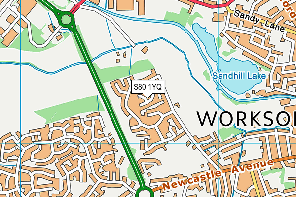 S80 1YQ map - OS VectorMap District (Ordnance Survey)