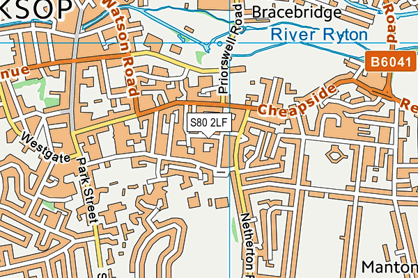 S80 2LF map - OS VectorMap District (Ordnance Survey)