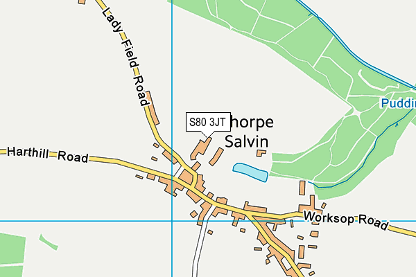 S80 3JT map - OS VectorMap District (Ordnance Survey)