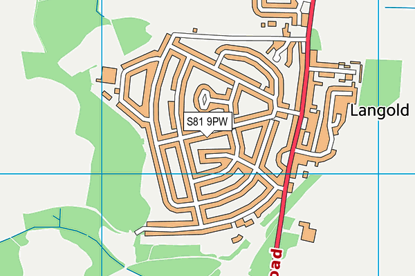 S81 9PW map - OS VectorMap District (Ordnance Survey) S81 9PW map - OS VectorMap District (Ordnance Survey)