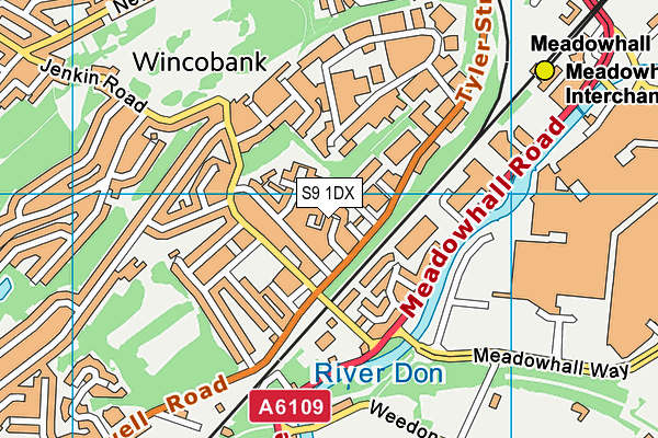 S9 1DX map - OS VectorMap District (Ordnance Survey) S9 1DX map - OS VectorMap District (Ordnance Survey)