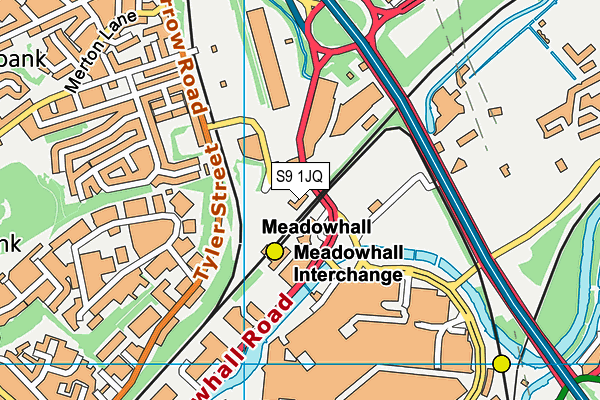 S9 1JQ map - OS VectorMap District (Ordnance Survey) S9 1JQ map - OS VectorMap District (Ordnance Survey)