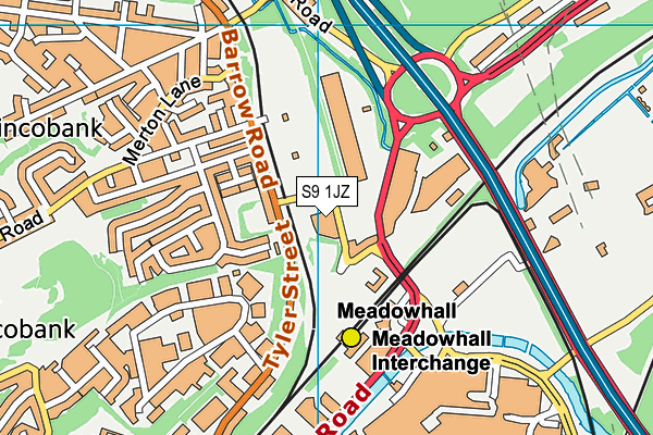 S9 1JZ map - OS VectorMap District (Ordnance Survey) S9 1JZ map - OS VectorMap District (Ordnance Survey)