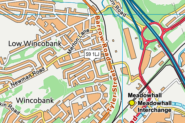 S9 1LJ map - OS VectorMap District (Ordnance Survey) S9 1LJ map - OS VectorMap District (Ordnance Survey)