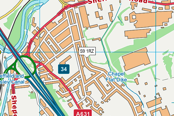 S9 1RZ map - OS VectorMap District (Ordnance Survey) S9 1RZ map - OS VectorMap District (Ordnance Survey)