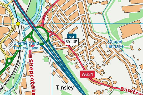 S9 1UF map - OS VectorMap District (Ordnance Survey) S9 1UF map - OS VectorMap District (Ordnance Survey)