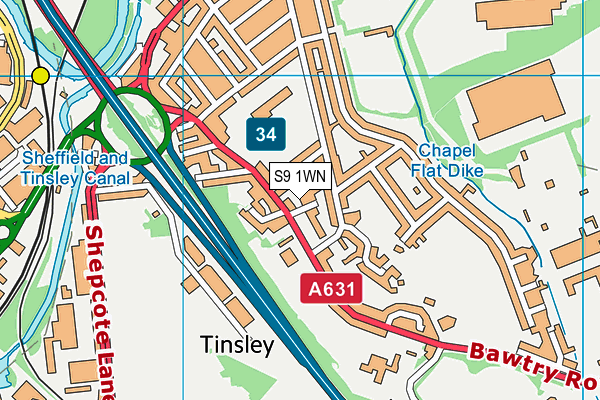 S9 1WN map - OS VectorMap District (Ordnance Survey) S9 1WN map - OS VectorMap District (Ordnance Survey)