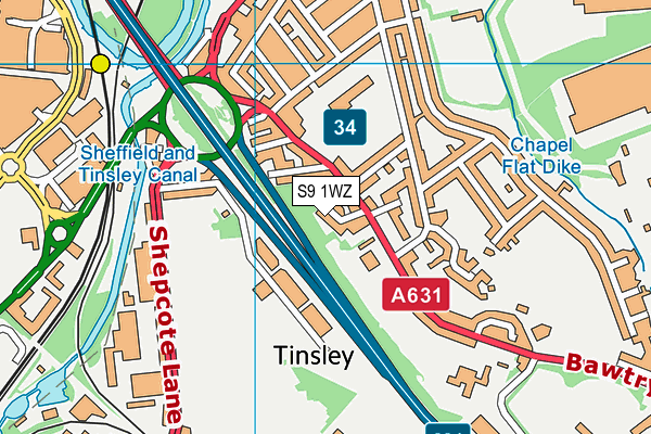 S9 1WZ map - OS VectorMap District (Ordnance Survey) S9 1WZ map - OS VectorMap District (Ordnance Survey)