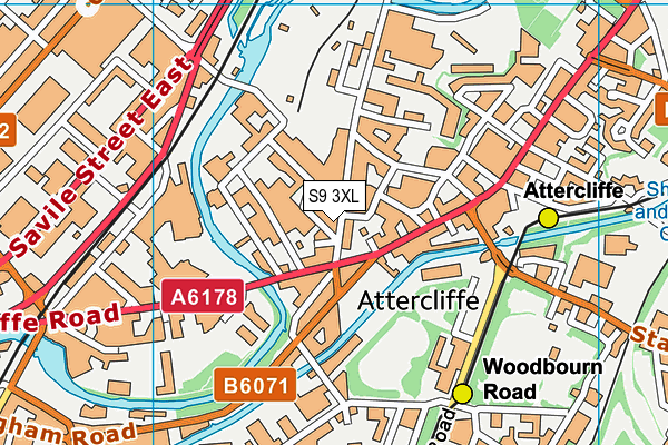 S9 3XL map - OS VectorMap District (Ordnance Survey)
