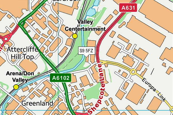 S9 5FZ map - OS VectorMap District (Ordnance Survey) S9 5FZ map - OS VectorMap District (Ordnance Survey)