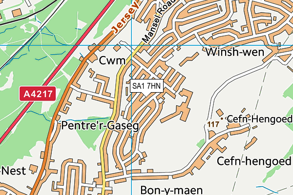 SA1 7HN map - OS VectorMap District (Ordnance Survey) SA1 7HN map - OS VectorMap District (Ordnance Survey)