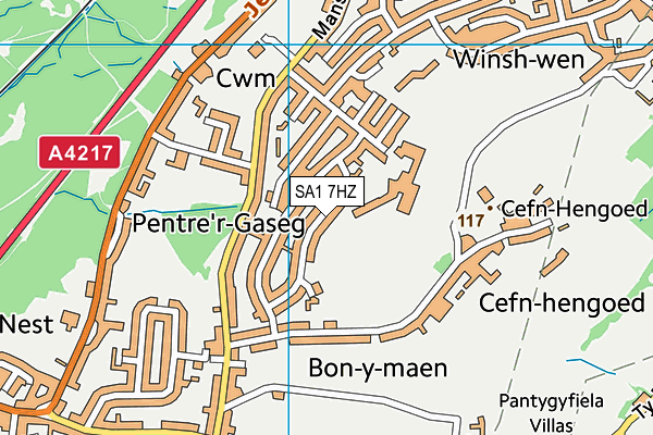 SA1 7HZ map - OS VectorMap District (Ordnance Survey) SA1 7HZ map - OS VectorMap District (Ordnance Survey)