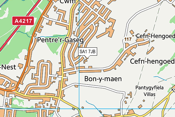 SA1 7JB map - OS VectorMap District (Ordnance Survey) SA1 7JB map - OS VectorMap District (Ordnance Survey)
