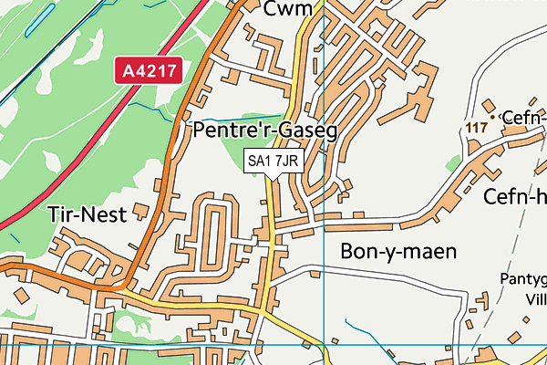 SA1 7JR map - OS VectorMap District (Ordnance Survey) SA1 7JR map - OS VectorMap District (Ordnance Survey)