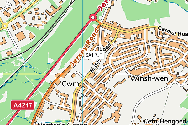 SA1 7JT map - OS VectorMap District (Ordnance Survey)
