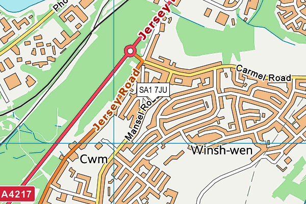 SA1 7JU map - OS VectorMap District (Ordnance Survey) SA1 7JU map - OS VectorMap District (Ordnance Survey)