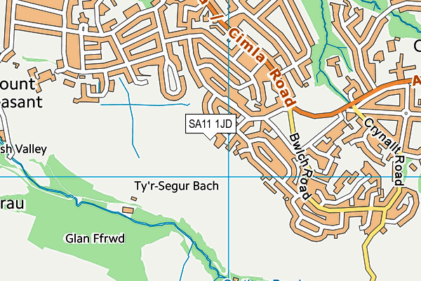 SA11 1JD map - OS VectorMap District (Ordnance Survey) SA11 1JD map - OS VectorMap District (Ordnance Survey)