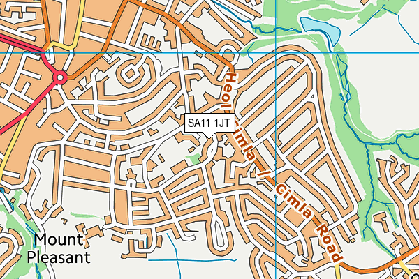 SA11 1JT map - OS VectorMap District (Ordnance Survey) SA11 1JT map - OS VectorMap District (Ordnance Survey)