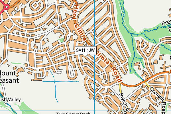 SA11 1JW map - OS VectorMap District (Ordnance Survey) SA11 1JW map - OS VectorMap District (Ordnance Survey)