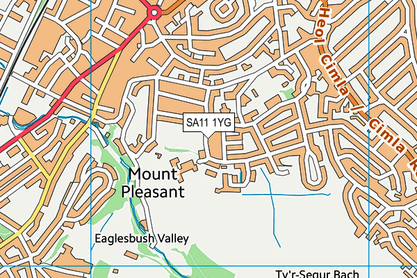 SA11 1YG map - OS VectorMap District (Ordnance Survey) SA11 1YG map - OS VectorMap District (Ordnance Survey)