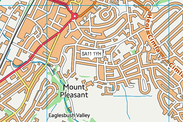 SA11 1YH map - OS VectorMap District (Ordnance Survey) SA11 1YH map - OS VectorMap District (Ordnance Survey)