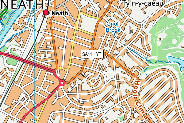 SA11 1YT map - OS VectorMap District (Ordnance Survey)