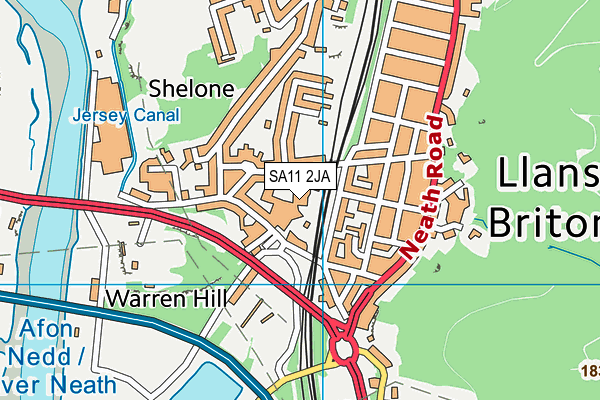 SA11 2JA map - OS VectorMap District (Ordnance Survey) SA11 2JA map - OS VectorMap District (Ordnance Survey)