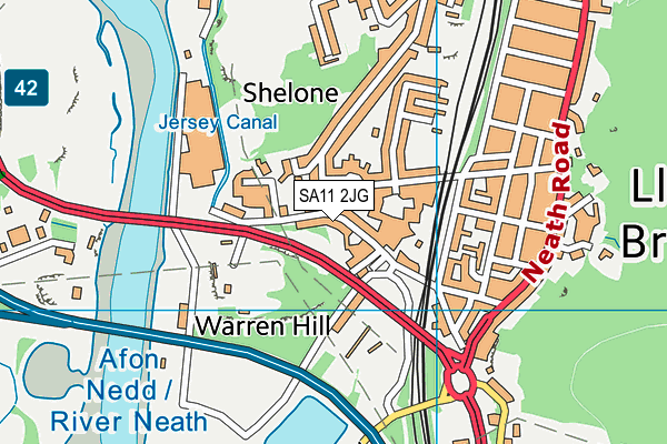 SA11 2JG map - OS VectorMap District (Ordnance Survey) SA11 2JG map - OS VectorMap District (Ordnance Survey)