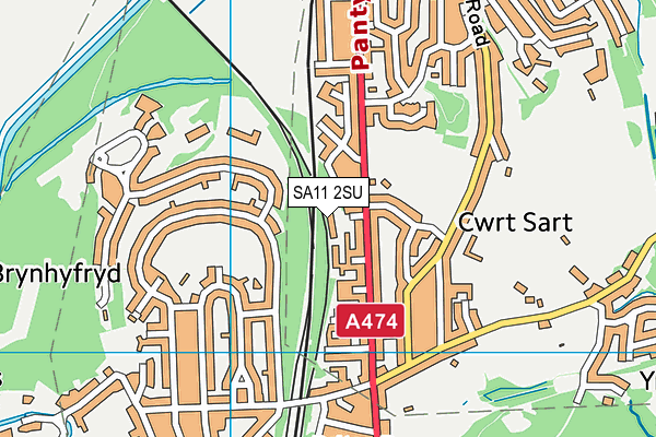 SA11 2SU map - OS VectorMap District (Ordnance Survey) SA11 2SU map - OS VectorMap District (Ordnance Survey)