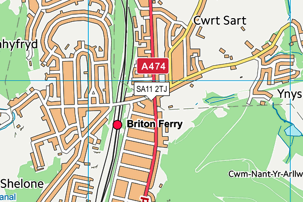 SA11 2TJ map - OS VectorMap District (Ordnance Survey) SA11 2TJ map - OS VectorMap District (Ordnance Survey)