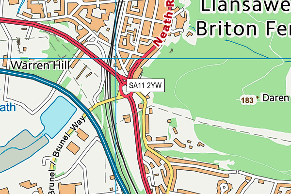 SA11 2YW map - OS VectorMap District (Ordnance Survey) SA11 2YW map - OS VectorMap District (Ordnance Survey)