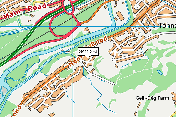 SA11 3EJ map - OS VectorMap District (Ordnance Survey) SA11 3EJ map - OS VectorMap District (Ordnance Survey)