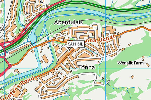 SA11 3JL map - OS VectorMap District (Ordnance Survey) SA11 3JL map - OS VectorMap District (Ordnance Survey)