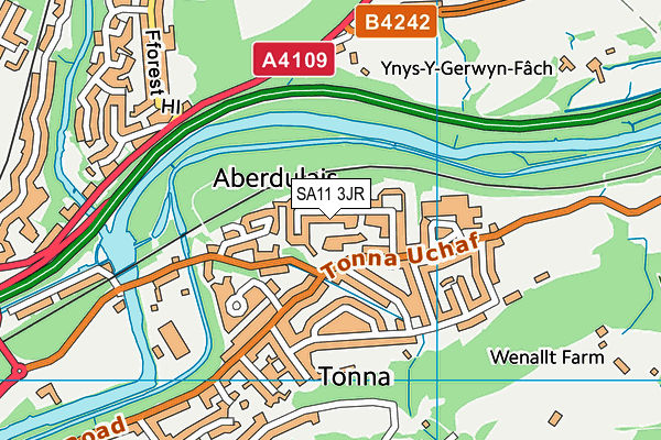 SA11 3JR map - OS VectorMap District (Ordnance Survey) SA11 3JR map - OS VectorMap District (Ordnance Survey)