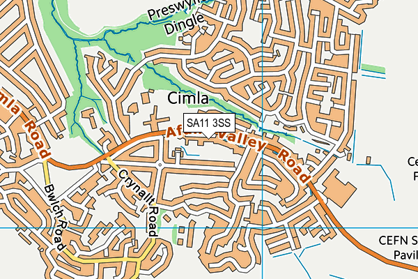 SA11 3SS map - OS VectorMap District (Ordnance Survey) SA11 3SS map - OS VectorMap District (Ordnance Survey)