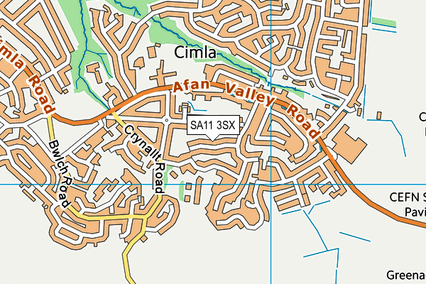 SA11 3SX map - OS VectorMap District (Ordnance Survey)