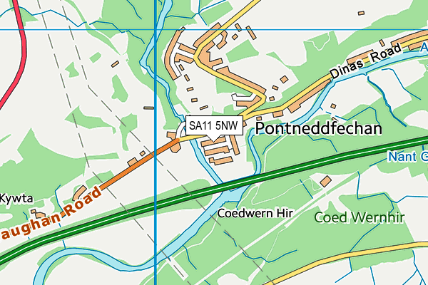 SA11 5NW map - OS VectorMap District (Ordnance Survey) SA11 5NW map - OS VectorMap District (Ordnance Survey)