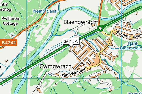 SA11 5PJ map - OS VectorMap District (Ordnance Survey) SA11 5PJ map - OS VectorMap District (Ordnance Survey)