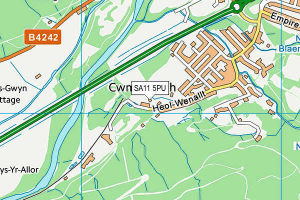SA11 5PU map - OS VectorMap District (Ordnance Survey) SA11 5PU map - OS VectorMap District (Ordnance Survey)