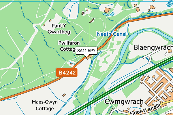 SA11 5PY map - OS VectorMap District (Ordnance Survey) SA11 5PY map - OS VectorMap District (Ordnance Survey)