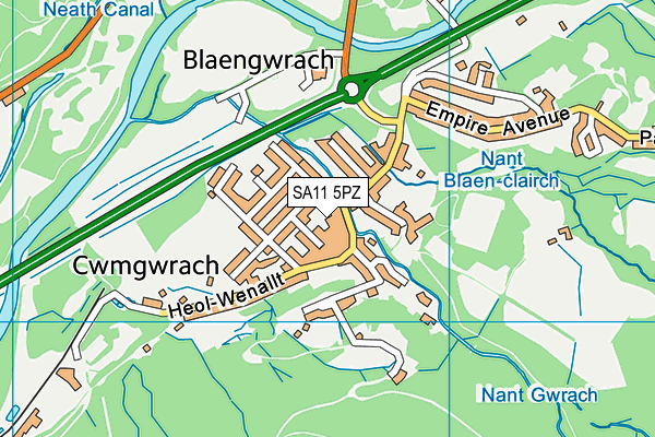 SA11 5PZ map - OS VectorMap District (Ordnance Survey) SA11 5PZ map - OS VectorMap District (Ordnance Survey)