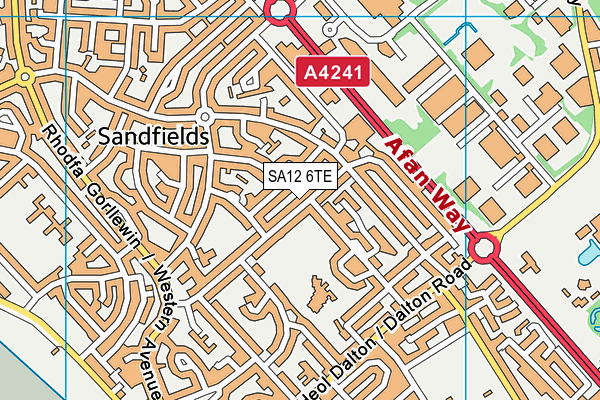 SA12 6TE map - OS VectorMap District (Ordnance Survey) SA12 6TE map - OS VectorMap District (Ordnance Survey)