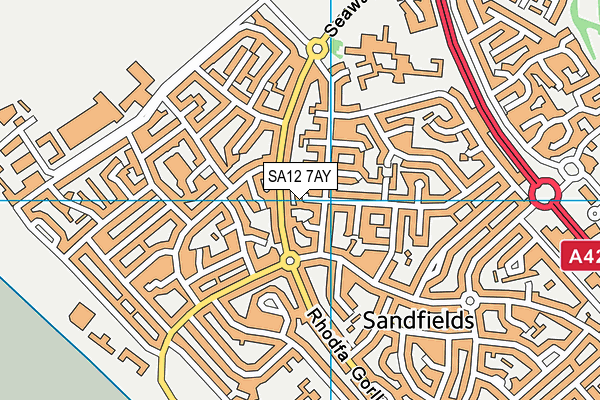 SA12 7AY map - OS VectorMap District (Ordnance Survey) SA12 7AY map - OS VectorMap District (Ordnance Survey)