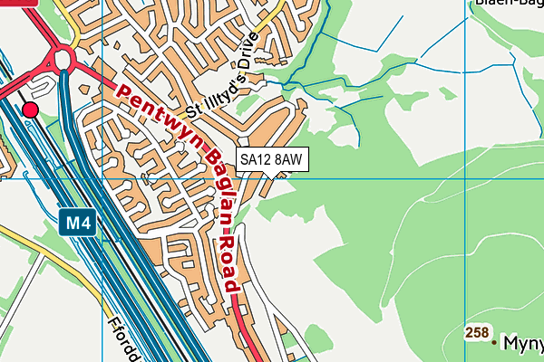 SA12 8AW map - OS VectorMap District (Ordnance Survey) SA12 8AW map - OS VectorMap District (Ordnance Survey)