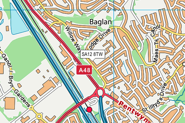 SA12 8TW map - OS VectorMap District (Ordnance Survey) SA12 8TW map - OS VectorMap District (Ordnance Survey)