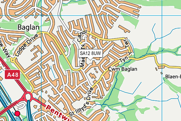 SA12 8UW map - OS VectorMap District (Ordnance Survey) SA12 8UW map - OS VectorMap District (Ordnance Survey)